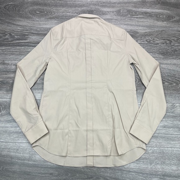 Burberry London Shirt Womens 4 Beige Long Sleeve Button Up Minimalist Office Top - Picture 12 of 15